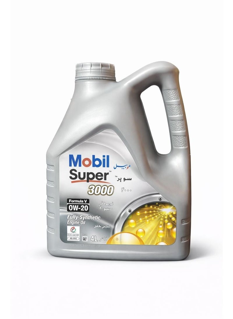 Mobil Super 3000 Fully Synthetic Engine Oil 0W-20 – 4L | Formula V | High Performance - Image 1